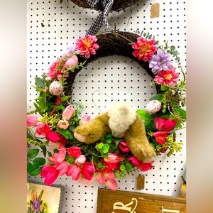 Spring Easter Bunny Wreath Front Porch Door Decor